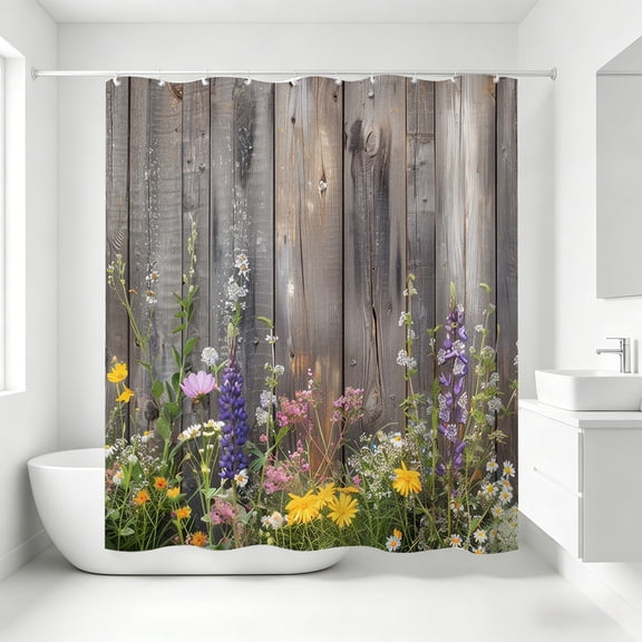 Fmbmuo Floral Shower Curtain 72x72 Inch Waterproof Heavy-Duty Polyester Bathroom Partition Curtain with 12 Hooks No-Drill Flower Decor,Multicolor