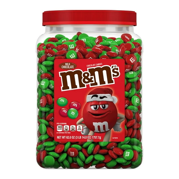 M&M's Christmas Chocolate Candies 62 Ounce Jar