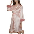 thumbnail image 4 of Agkizg Plus Size Women's Silk Satin Bathrobe,Long Robes for Women's House Robes,Womens Casual Feathers Silk Robe 3/4 Sleeve Bathrobe Morning Gown Loungewear Sleepwear, 4 of 4