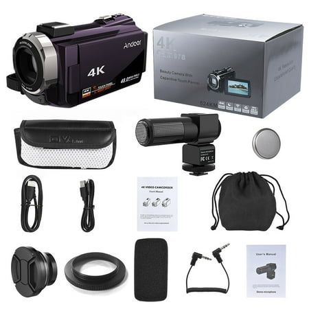Wifi Digital Video Camera Andoer 4K 1080P 48MP WiFi Digital Video Camera Camcorder Recorder with 0.39X Wide Angle Macro Lens ()