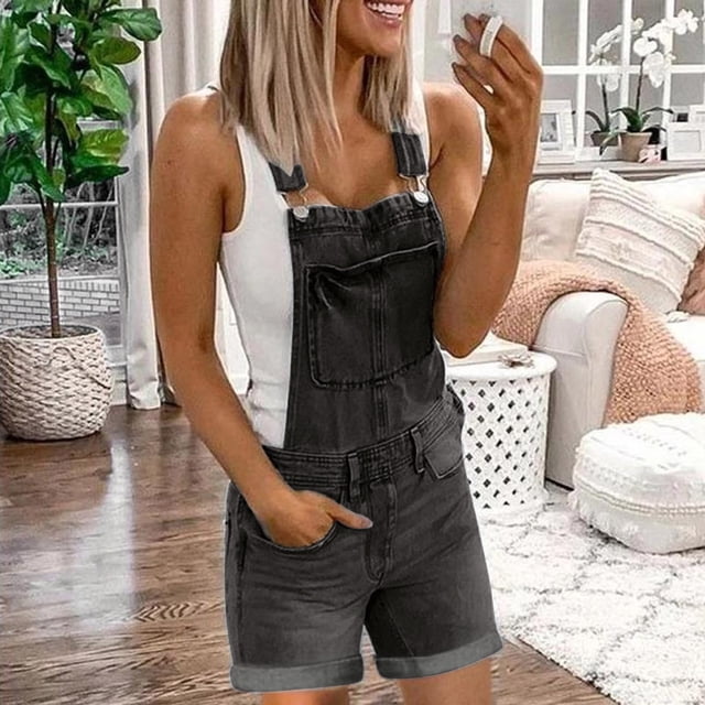 MKLEKYY Pantalones Cortos De Mezclilla Para Mujer, Monos Vaqueros Lavados Sexys Y A La Moda.