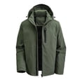 thumbnail image 3 of Men's Windbreaker Jacket Heavyweight Winter Outdoor Hooded Sport Coat with Zipper Pockets Windproof Outerwear (3XL, Army Green), 3 of 5