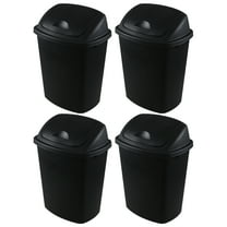 Julyeen 4 Pack Plastic Swing-Top Trash Can, 10 Gallon Plastic Kitchen Trash Can with Swing Lid, Black