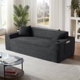thumbnail image 3 of Leumius Cloud Sofa,3 Seater Boneless Couch with Cupholders,Upholstered Corduroy Fabric Modern Loveseat with Deep Seats for Living Room Bedroom,Dark Gray, 3 of 7