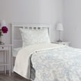 thumbnail image 3 of Ambesonne Vintage Quilted Bedspread Set 2 Pcs, Floral Pattern Leaf Stalk, Twin Size, Pale Blue White, 3 of 5