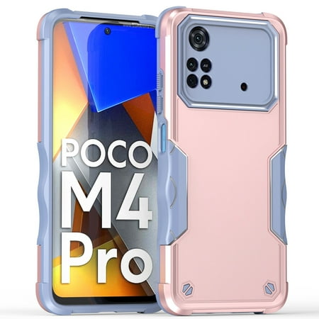 Shoppingbox Case for Xiaomi Poco M4 Pro 4G, Ultra-Thin Hybrid Case Heavy Duty Dual Layer Shockproof Protection Cover - Rose Gold
