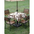 thumbnail image 4 of Outdoor Tablecloth with Umbrella Hole for Patio/Picnic/Party/Camping, Modern Geometric Brown Waterproof Table Cloth Square Cover Washable, Abstract Minimalist Artwork Lines (60"x 60"), 4 of 8
