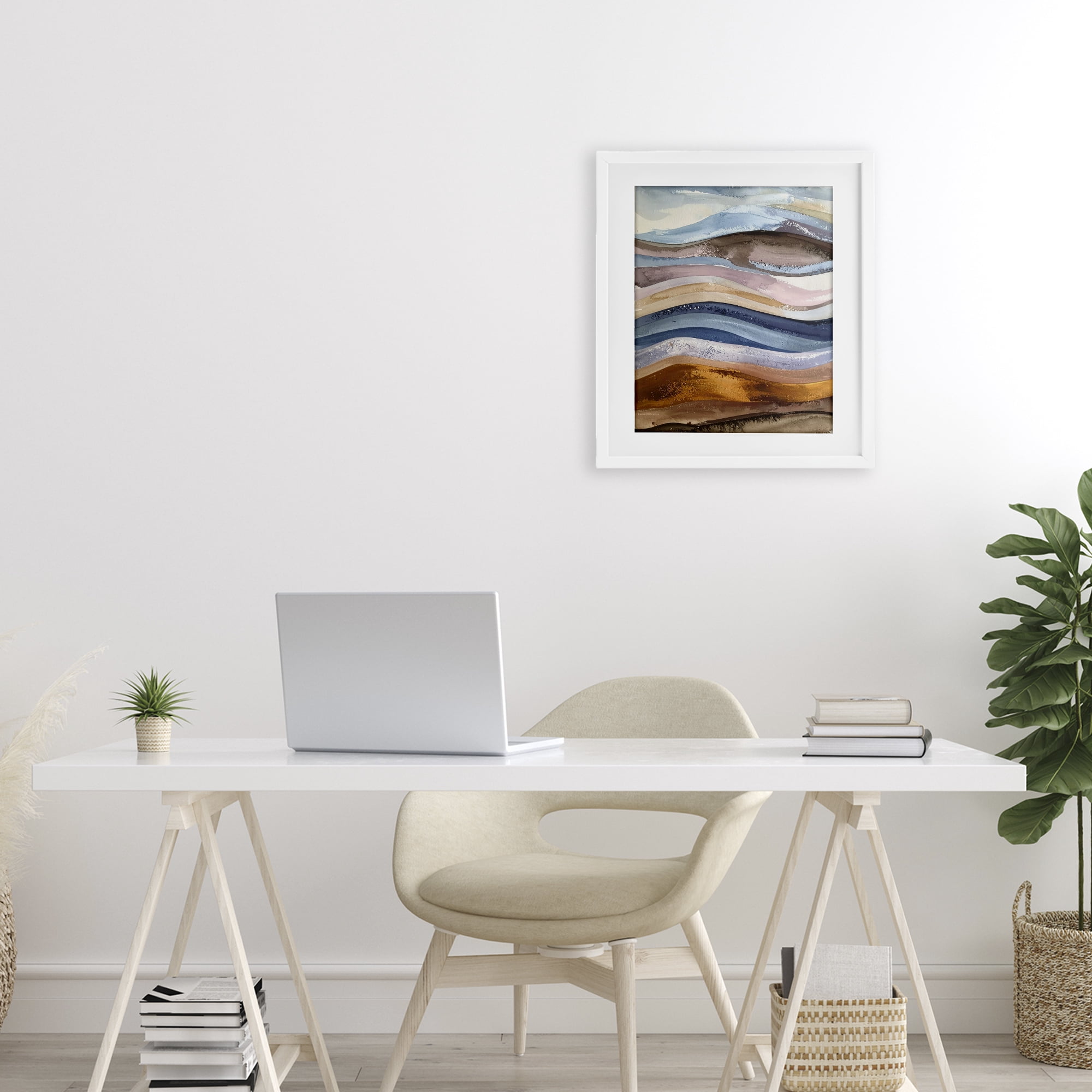 Stupell Industries Ocean Flow Layers White Framed Print Under Glass, design by Alonza Saunders