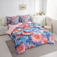 thumbnail image 3 of Homewish Pink Blue Daisy 7 Pieces Bedding Comforter Set,Cute Cartoon Floral Full Bedding Set,Kawaii Flower Fitted Sheet Flat Sheet For Girls Teens,Ultra Soft Home Decor Reversible, 3 of 8