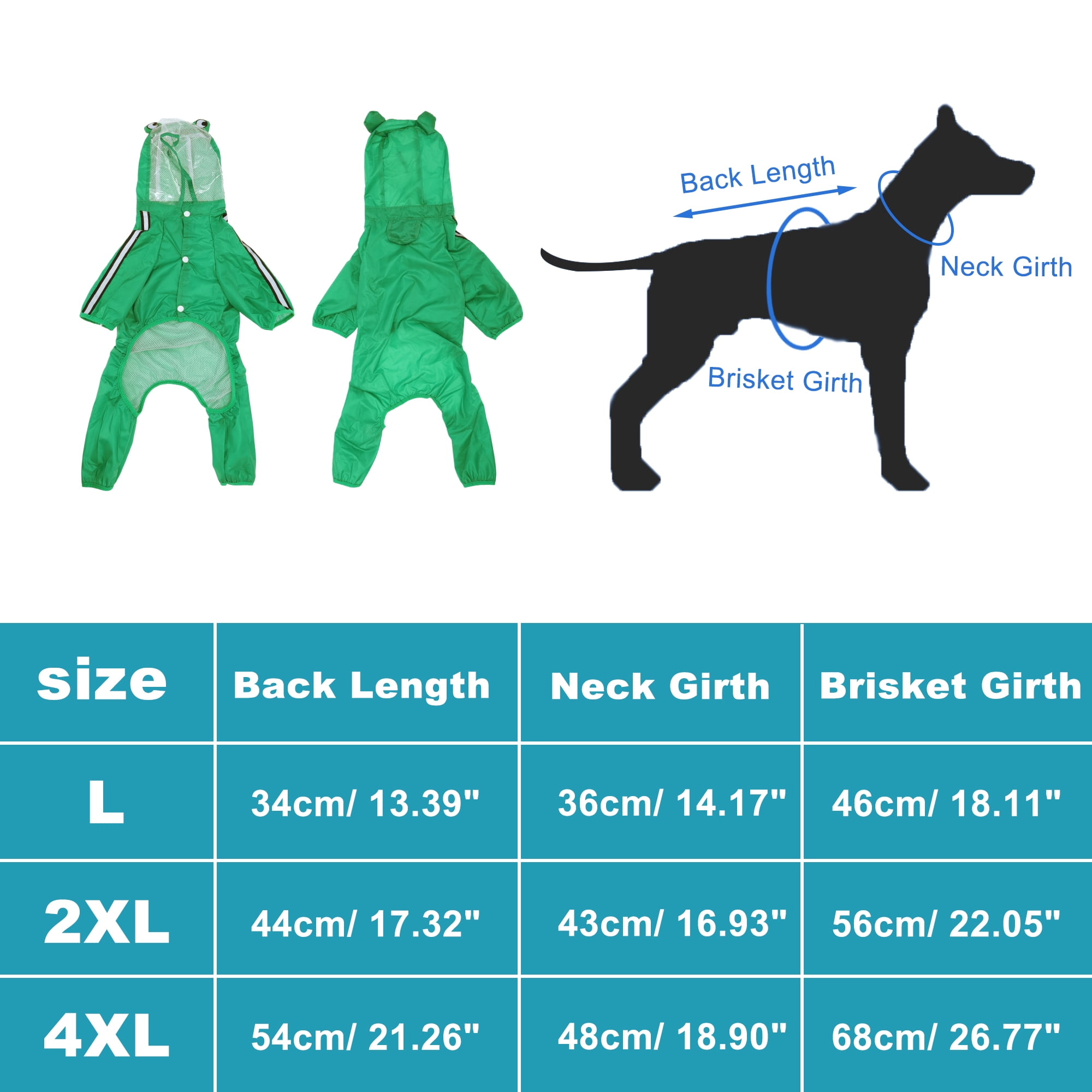 Unique Bargains Dog Raincoat Full Coverage Waterproof with Reflective Strip L Size