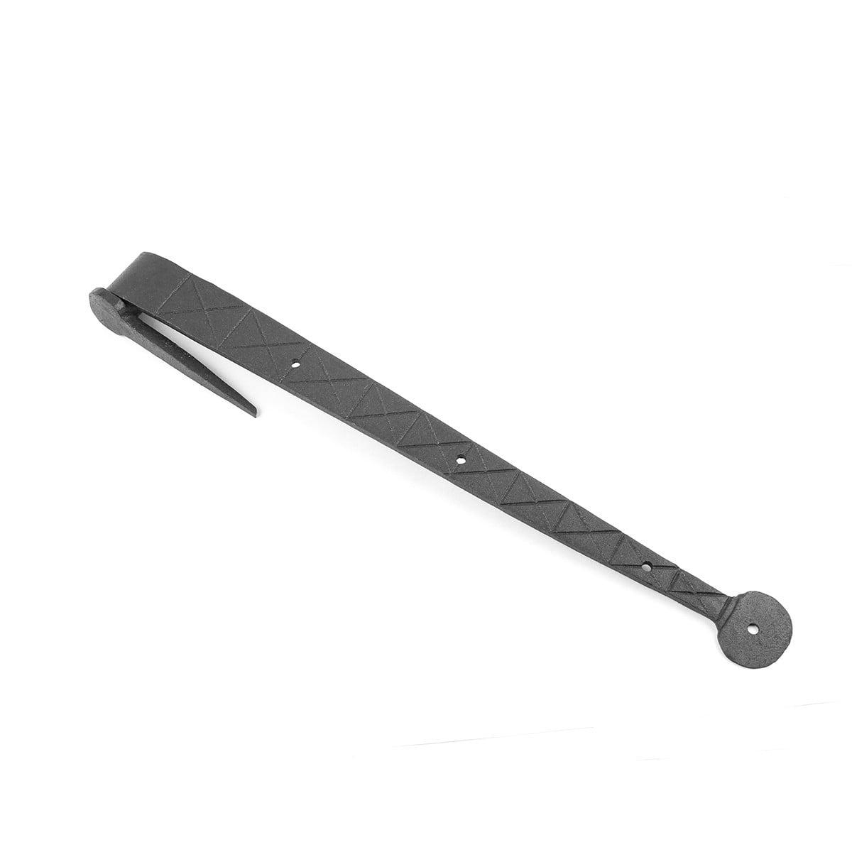Renovators Supply Black Wrought Iron Lift Off Pintle Strap Hinge 14 in Bean tip Diamond Etch Reversible Pintle Strap Gate and Door Hinges w/Hardware