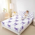 thumbnail image 4 of Homewish Cute Dreamy Bow Bed Sheets for Teens, White Purple King Sheets, Cartoon Princess Style Sheet Set, Lightweight Room Decor, 4 Pieces, 4 of 7