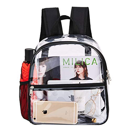 Clear Bag for Women Clear Mini Backpack Stadium Approved Waterproof Transparent Backpack for School Work & Sport Event 