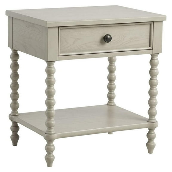 Maklaine Traditional 26" Solid Wood Nightstand in Antique Cream