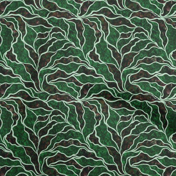 oneOone Polyester Lycra Green Fabric Abstracts Dress Material Fabric Print Fabric By The Yard 56 Inch Wide