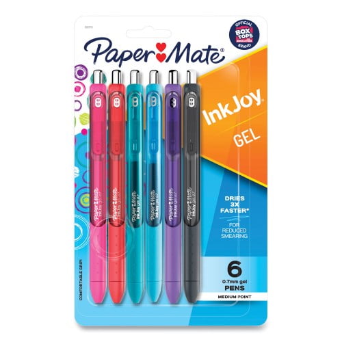 New Paper Mate InkJoy Retractable Gel Pen, Medium 0.7mm, Assorted Ink/Barrel, 6/Set,Each
