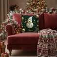 thumbnail image 5 of Christmas Throw Pillow Covers Dark Green Xmas Cushion Covers 18x18in, Rustic Reindeer Snowman Santa Cushion Cases Vintage Decorative Pillow Cases, 5 of 6