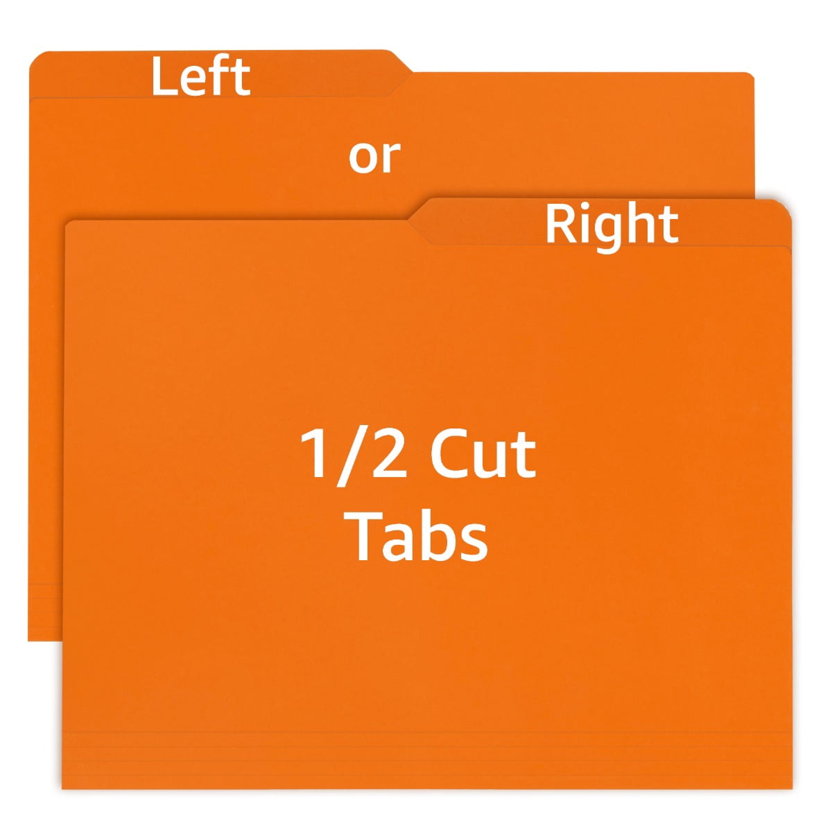 UOFFICE File Folder Letter Size 1/2 Cut Tab 100 Pack Deep Orange