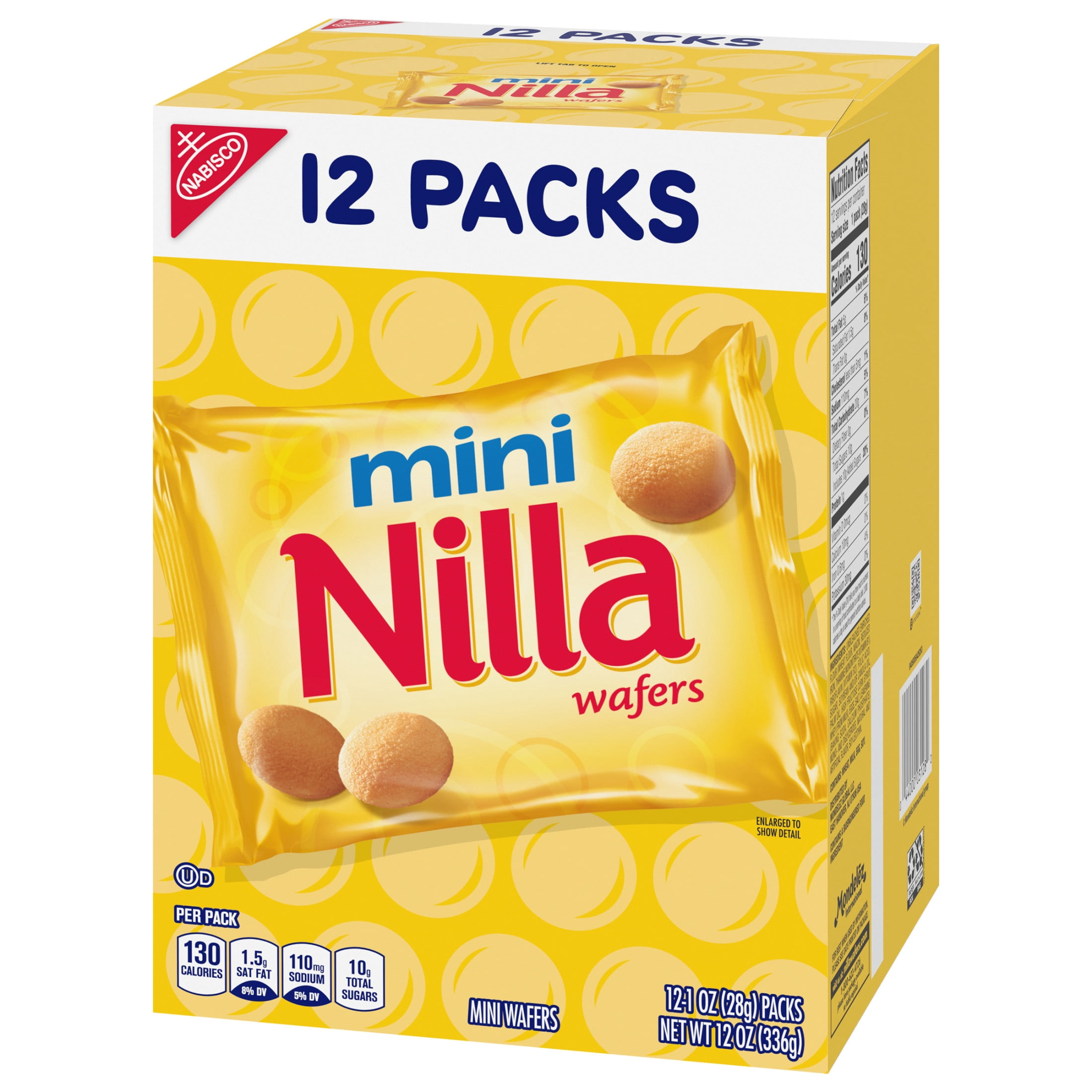 NILLA Wafers Mini Cookies, Vanilla Wafers, 12 Snack Packs