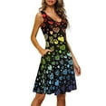 thumbnail image 2 of FKELYI Size XL Sleeveless Dresses for Women Stretchy Rainbow Heart Swing Skater Midi Dress Leisure Round Neck Tank Dress for Beach, 2 of 4