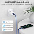 thumbnail image 4 of Cable de carga con conectores USB-A a USB-C de 3 pies, 2 unidades, azul, 4 of 7