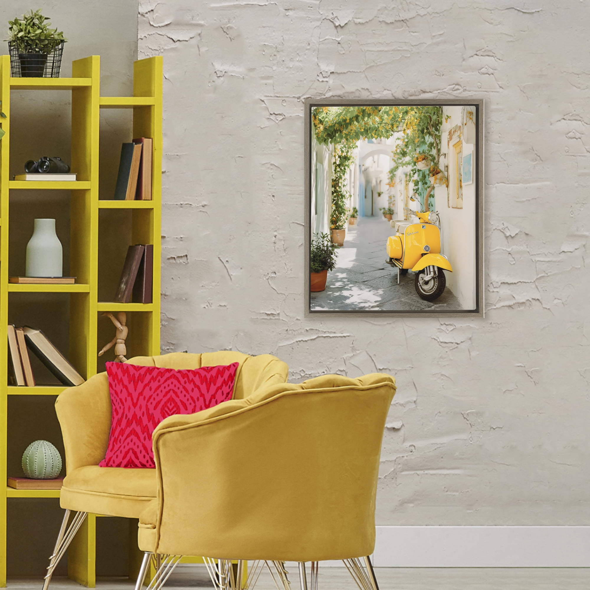 Stupell Industries Vacation Ride Through Alley Brown Framed Floater Canvas Wall Art, design by Franklyn Gregory