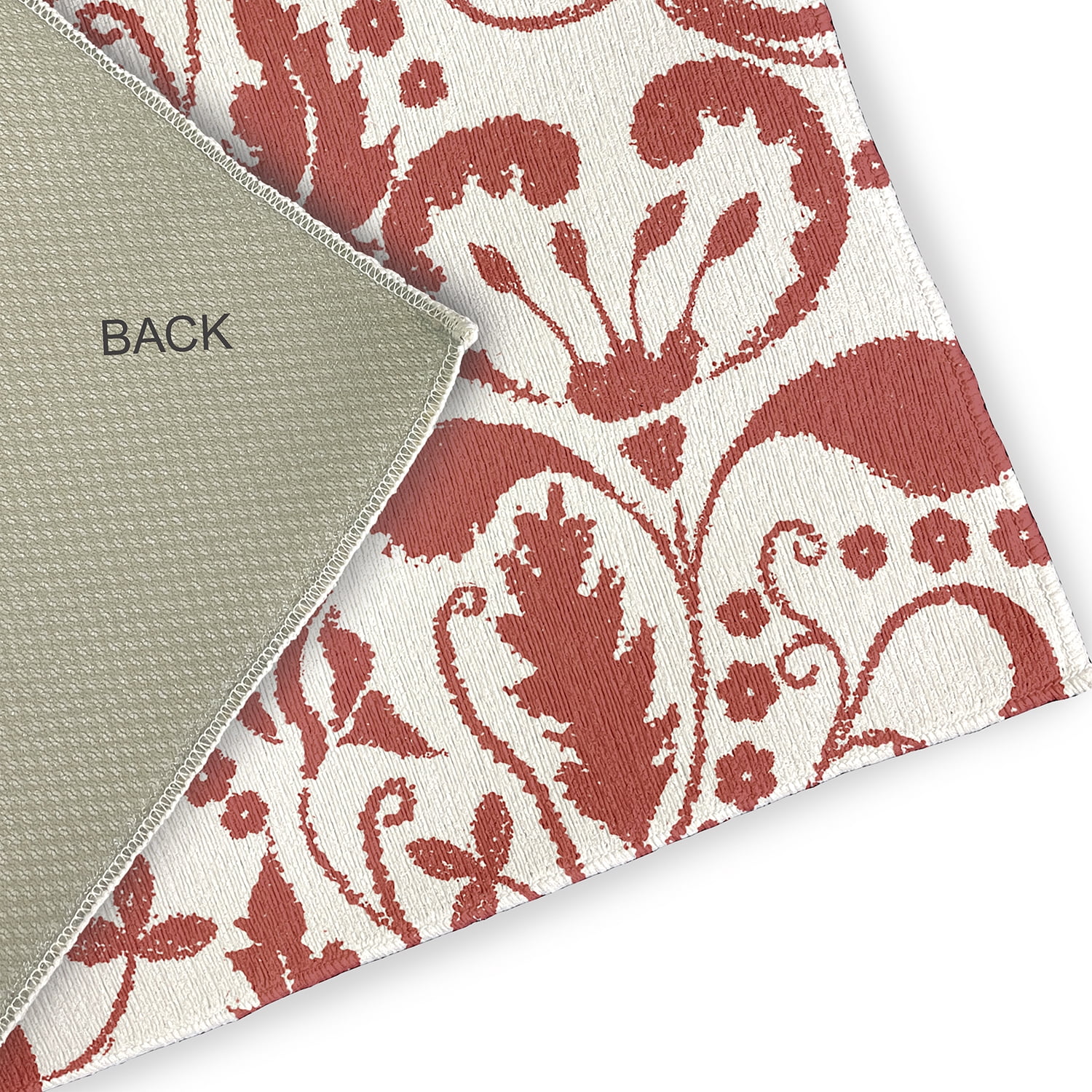 5' Round Simply Daisy Aurora French Country Chenille Area Rug, Coral