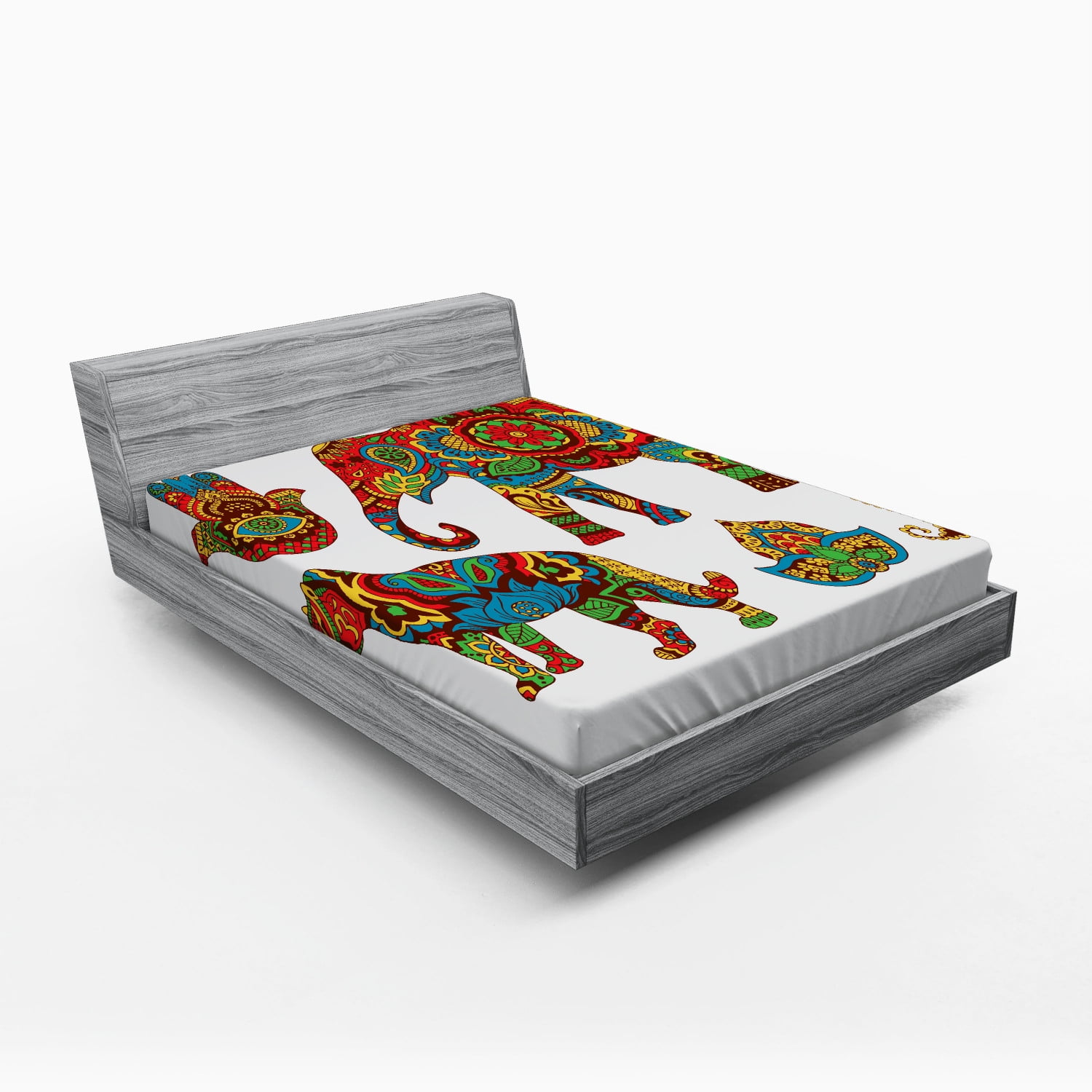 Hamsa Fitted Sheet, Savannah Animals Paisley and Hamsa Hand Pattern