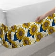 thumbnail image 2 of Sunflower Bed Skirt, Graphic Harvest Themed Illustration Cartoon Design, Elastic Bedskirt Dust Ruffle Wrap Around for Bedding Decor, 4 Sizes, Earth Yellow Blue, by Ambesonne, 2 of 2