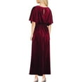 thumbnail image 4 of Liquidation et Promo, Robe en Velours Uni pour Femme à Manches Courtes et Col Rond, Robe en Velours, Robe à Manches Courtes, Robe à Col Rond Polyvalente et Tendance/100 % Polyester, Bourgogne, Sopatenor, 4 of 9