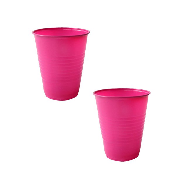 Oleegame 2PC Glass Bottle Package Party Cups Disposable 12 Oz Plastic Cups For Party Assorted 40 Pack Pink