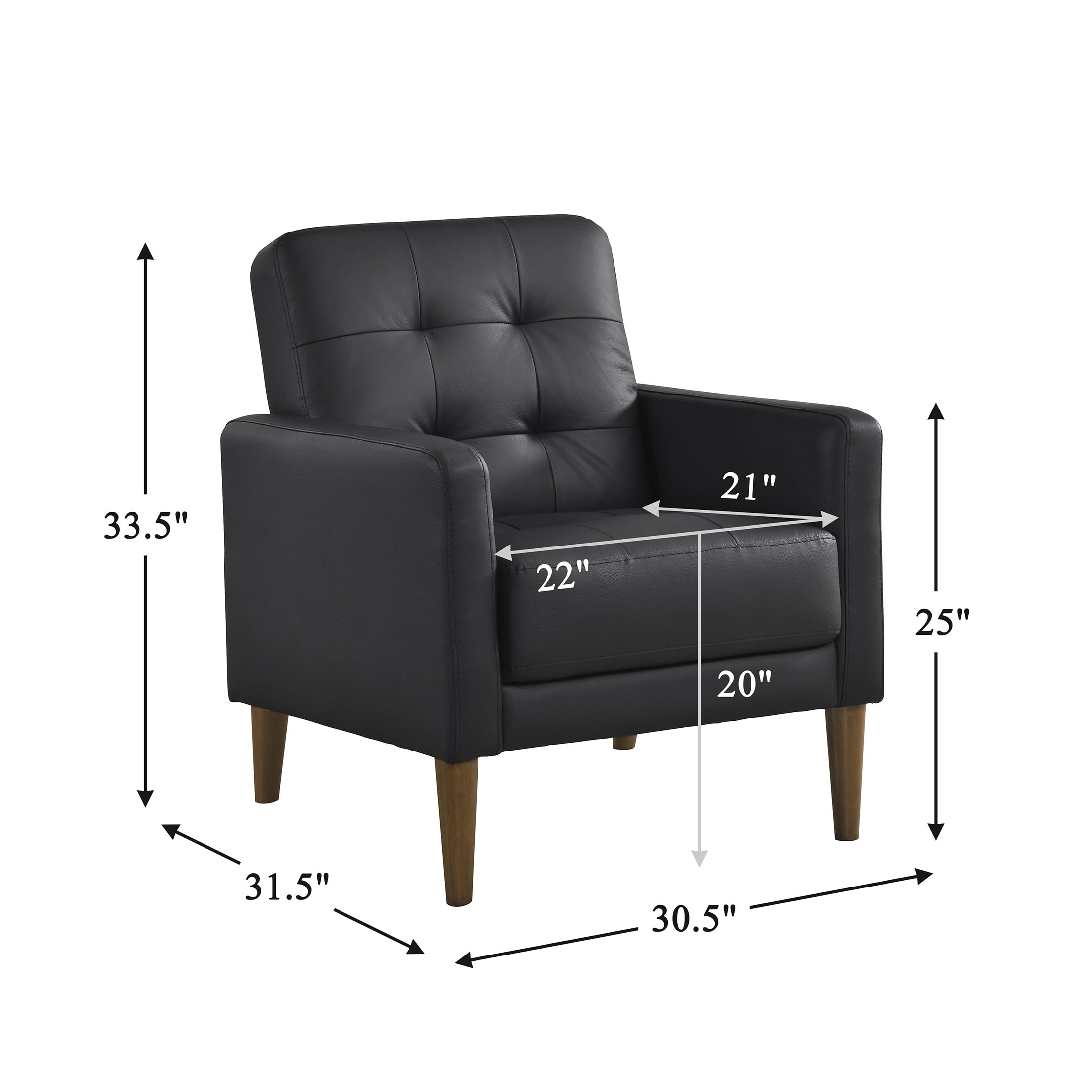 OakvillePark Noma Contemporary Tufted Leather Match Accent Chair, Black