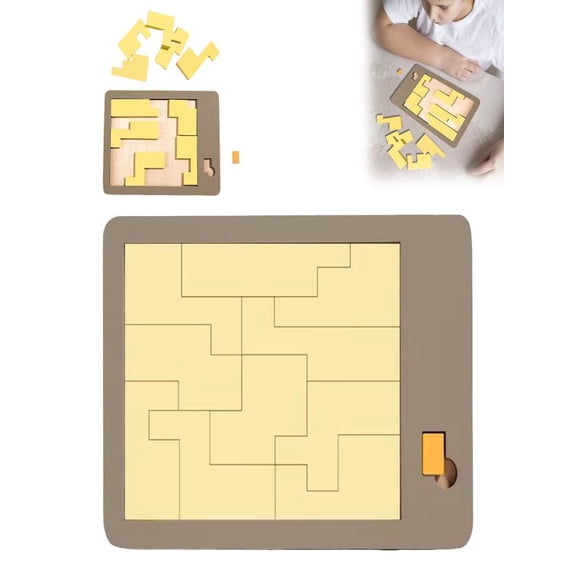 Mozhitti Rectangular Puzzle Solving The Wooden Block Puzzle Challenge Wooden Irregularly Shaped Puzzle Disappearing Rectangle Wooden Brain Teaser Puzzle Game