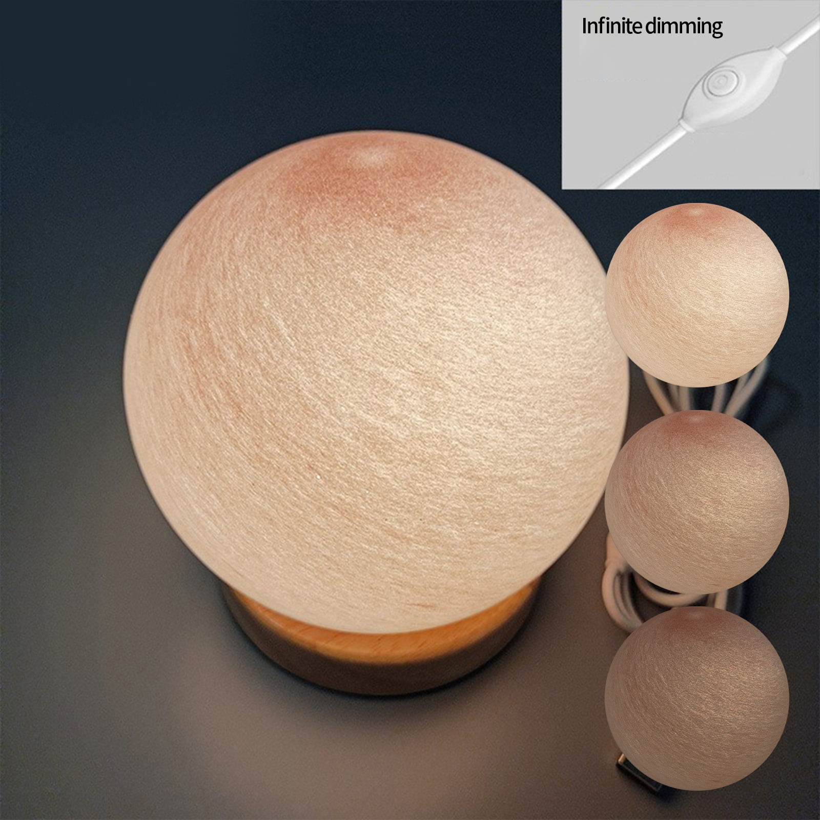 Gnmfd LED 3D Dimmable Planet Glass Ball Night Light USB Powered Mood Lamp for Bedroom, Bedside Table, Home Decoration, Romantic Night Light Gift, Lights for Room, Night Lights Plug Into Wall