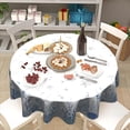 thumbnail image 7 of Summer Coastal Table Cloth Round 60 Inch Blue Ocean Coral Tablecloth Round Nautical Coastal Round Table Cloths Farmhouse Beach Theme Wallpaper Decoration for Home Kitchen Dining Room Party Picnic, 7 of 7