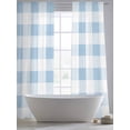 thumbnail image 6 of Blue Checkered Semi Sheer Window Curtains 96 Inches Long, Blue White Buffalo Plaid Rod Pocket Voile Silky Chiffon Curtain Light Filtering Drapes for Living Room, Kitchen, Bedroom, 52"x96", 2 Panels, 6 of 9