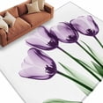 thumbnail image 2 of Purple Tulip Floral Area Rug 5x8 FT, Non Slip Bedroom Throw Carpet, Farmhouse Elegant Botanical Flowers Washable Soft Floor Carpet Non-Shedding Rug for Living Room Nursery Dorm Office, 2 of 9