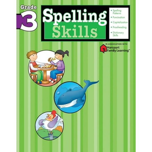 Pre-Owned Spelling Skills: Grade 3 (Flash Kids Harcourt Family Learning) (Paperback) 1411403843 9781411403840