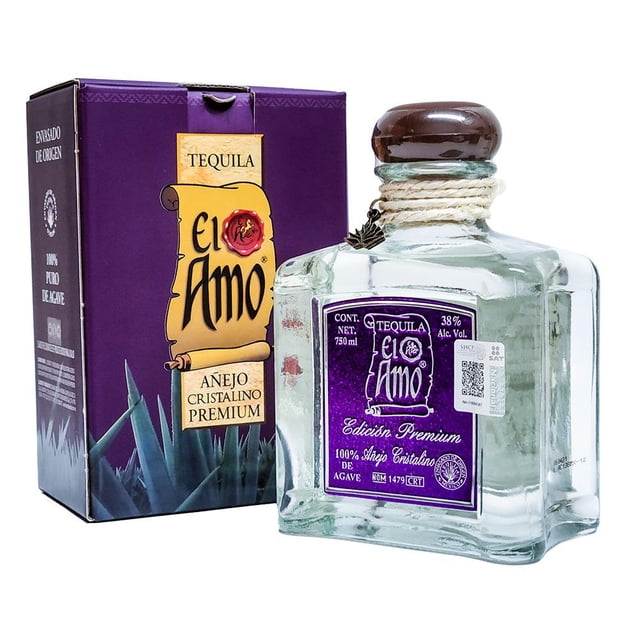 Tequila El Amo Cristalino Edición Especial Premium 750ml El Amo Añejo Cristalino