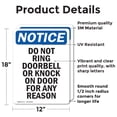 thumbnail image 2 of (2 Pack) Do Not Ring Doorbell Or Knock OSHA Notice Sign 12 Inch X 18 Inch Vinyl Label Decal Sticker Weather Resistant, UV Protected for Workplace, Business, and Construction Site, Made, 2 of 7