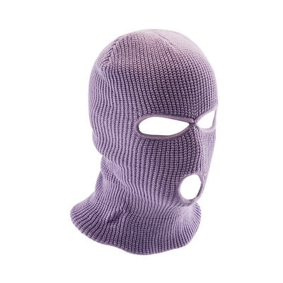 Xiao Hua Mascarilla de 3 agujeros para clima frío, máscara de esquí de invierno para hombres y mujeres, máscara de circulación térmica (morada)