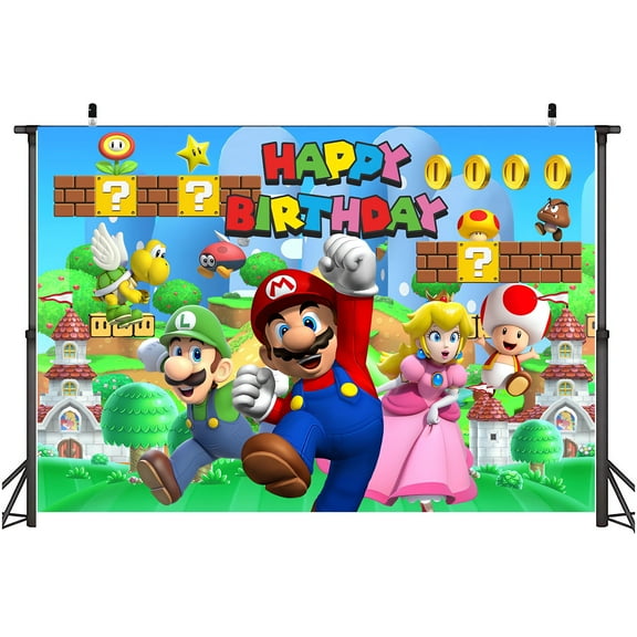 Cartoon Backdrop Birthday Party Banner Background for Photography Children Birthday Party Decoration Supplies (5.9ft*3.6ft)