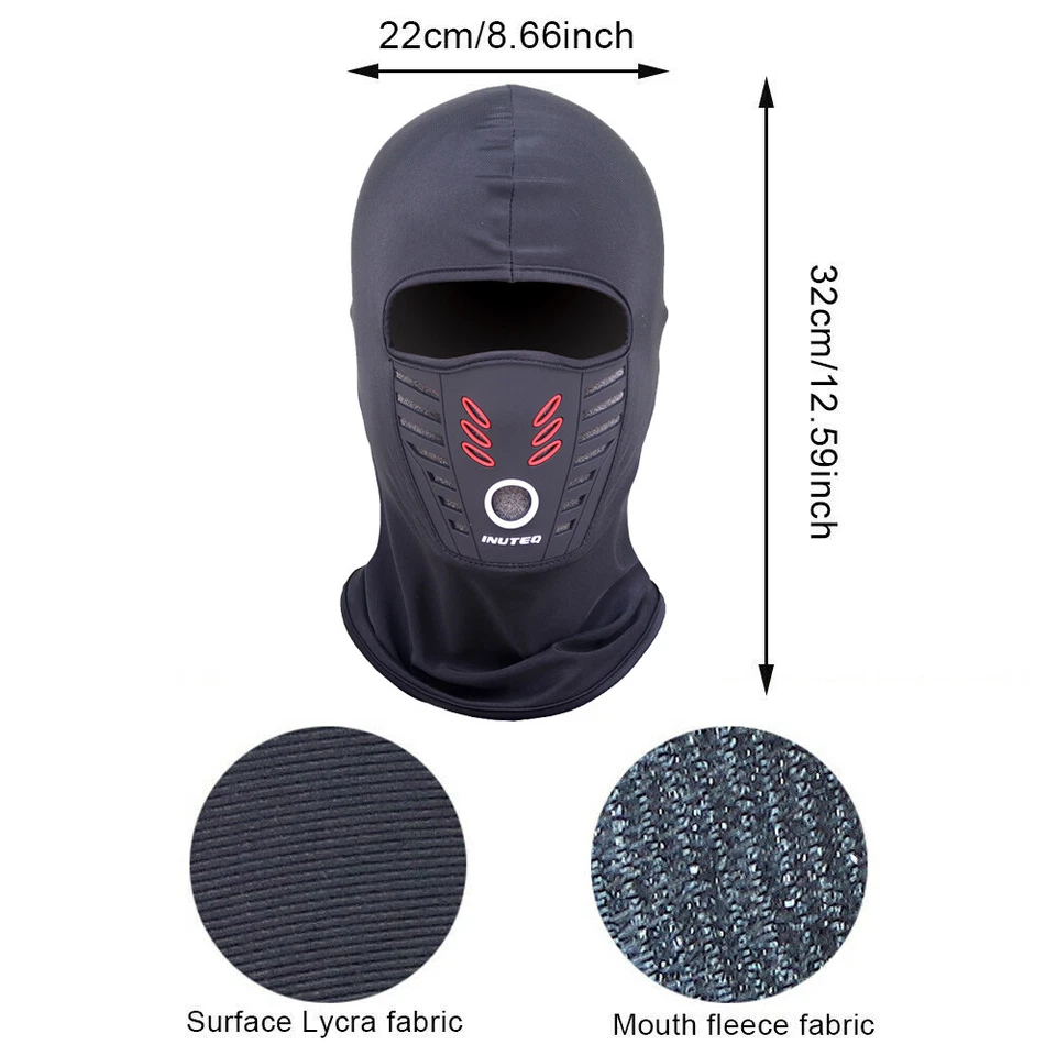 FLINT - 2Pack Mens Balaclava Ski Full Face Mask Uv Protection Motorcycle Hood Helmet Hat