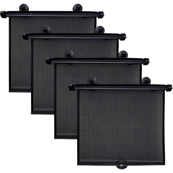 EcoNour Car Window Shades 4 Pack, Retractable Roller Sunshade for Baby & Kids, UV Heat Protection Privacy Curtain 15x17