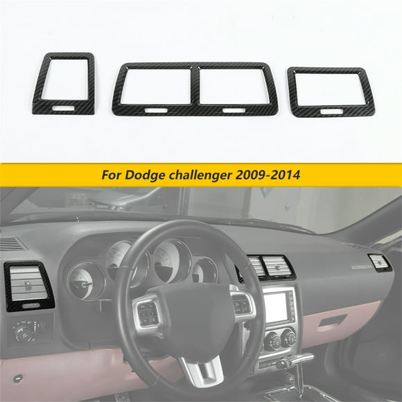 CheroCar Center Console Air Condition Outlet Vent Trim Cover Accessories for Dodge Challenger 2009-2014 (Carbon Fiber Grain)