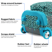 J World Girls Sunrise 18 Rolling Backpack for School and Travel, Mint Leopard