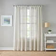 thumbnail image 2 of Mainstays Woven Stripe Sheer Tab Top Curtain, Single Panel, Beige, 50" W x 84" L, 2 of 5