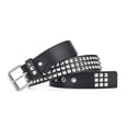 thumbnail image 5 of Cinturón de remache de metal punk rock con tachuelas de pirámide brillante para mujeres y hombres - Cinturón con tachuelas negro Cinturón de remache de punk rock Cinturón de hilos con ojales, 5 of 5