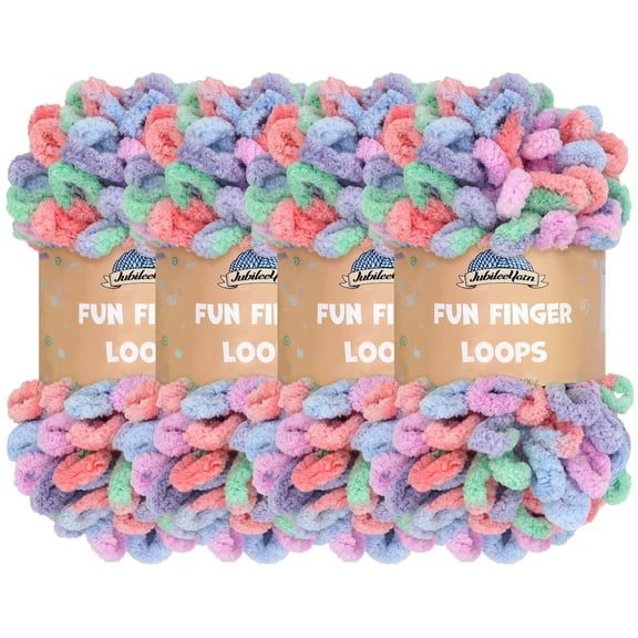 JubileeYarn Fun Finger Loops Yarn - Jumbo Polyester - 100g/Skein - Eros - 4 Skeins