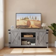 Vineego TV Stand for 65 Inch TVs, Farmhouse Storage Cabinet with Doors and Cord Management, Gary